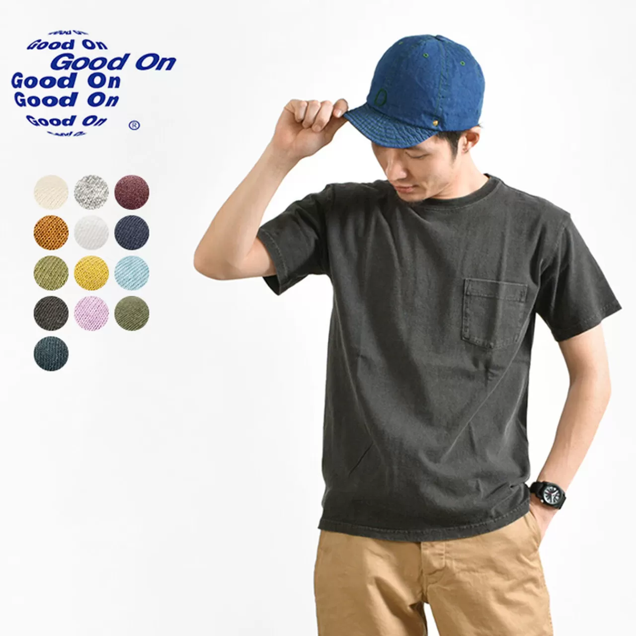 GOOD ON Short Sleeves>Gost0903 Short Sleeve Crew Neck Pocket T-Shirt