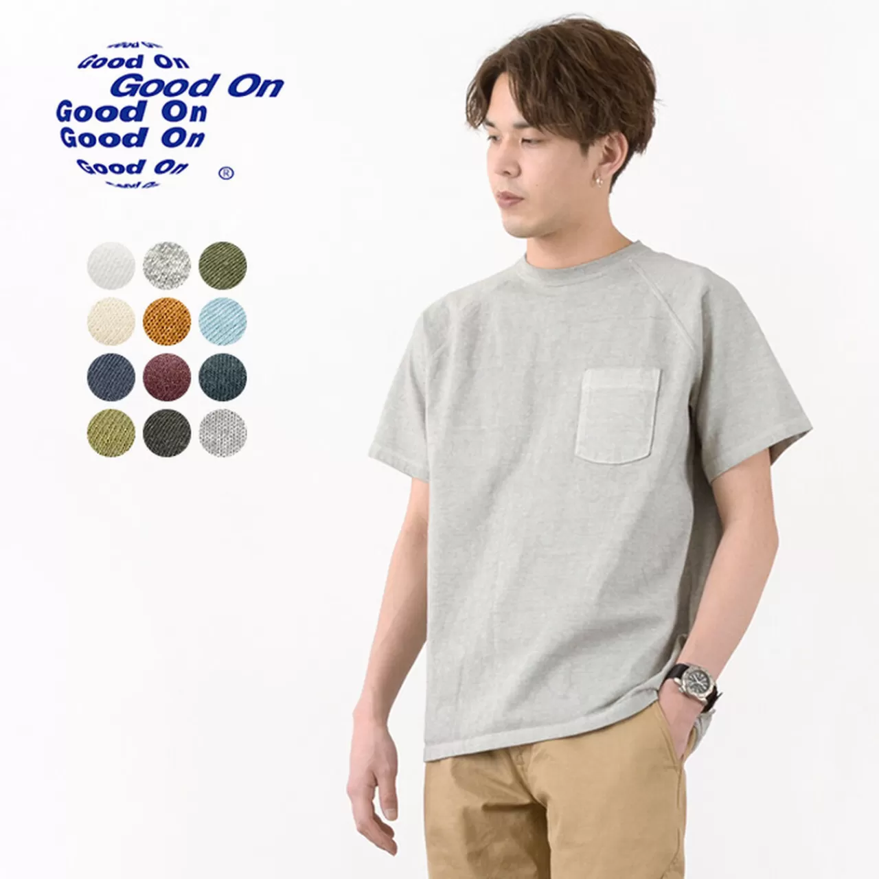 GOOD ON Short Sleeves>Gost1101 Raglan Heavy Pocket T-Shirt Short Sleeve