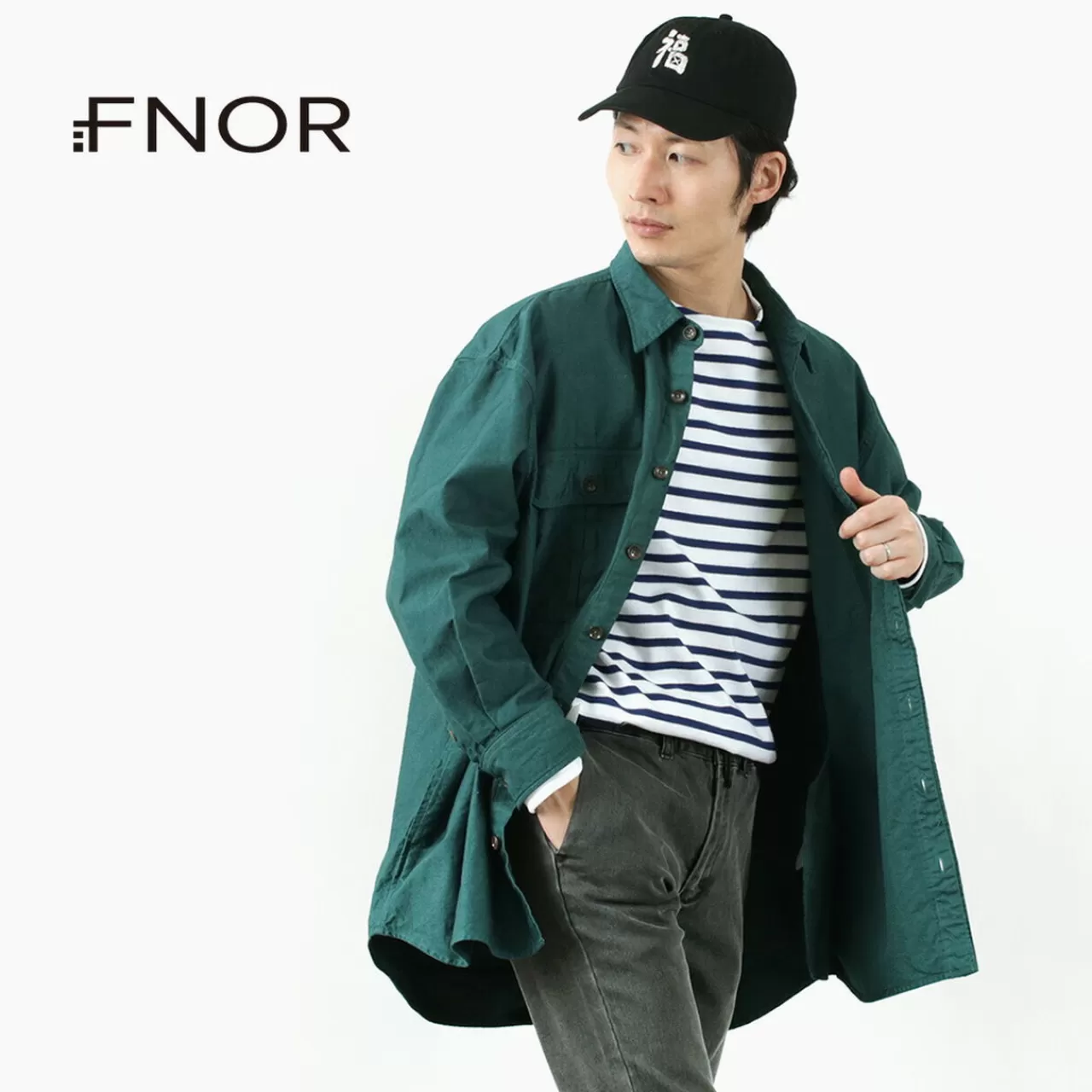 FNOR Long Sleeves>Grandval Garment Dye Shrimp Sleeve Shirt Coat Kellygreen