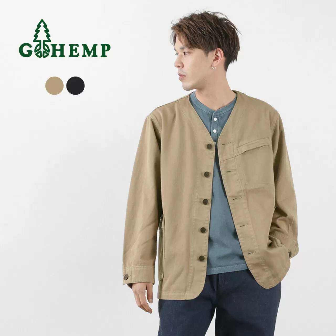 GOHEMP Jackets>Green Lodge Jacket Hemp Cotton Recycled Polyester Cloth