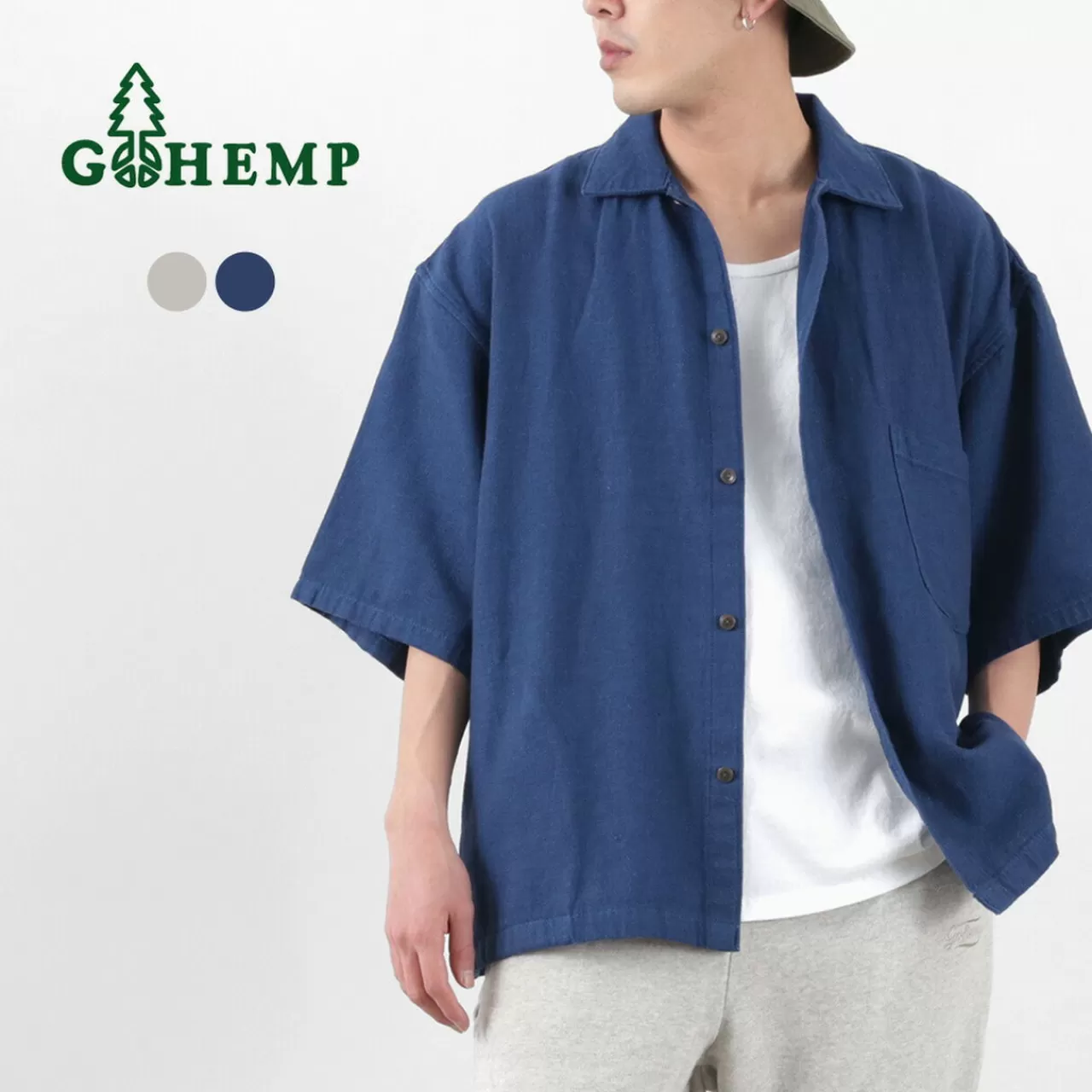 GOHEMP Short Sleeves>Greenhill Shirt Hemp Cotton Broken Twill