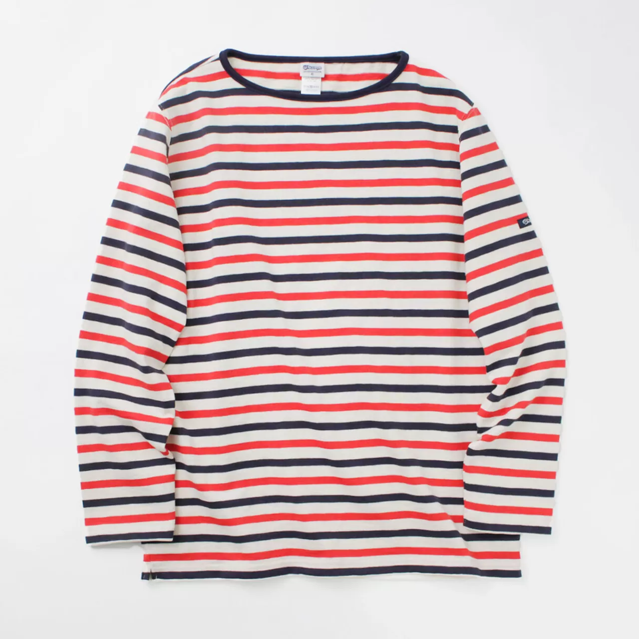 TIEASY Long Sleeves>Hdcs Boatneck Striped Basque Shirt Natural_Red_Navy