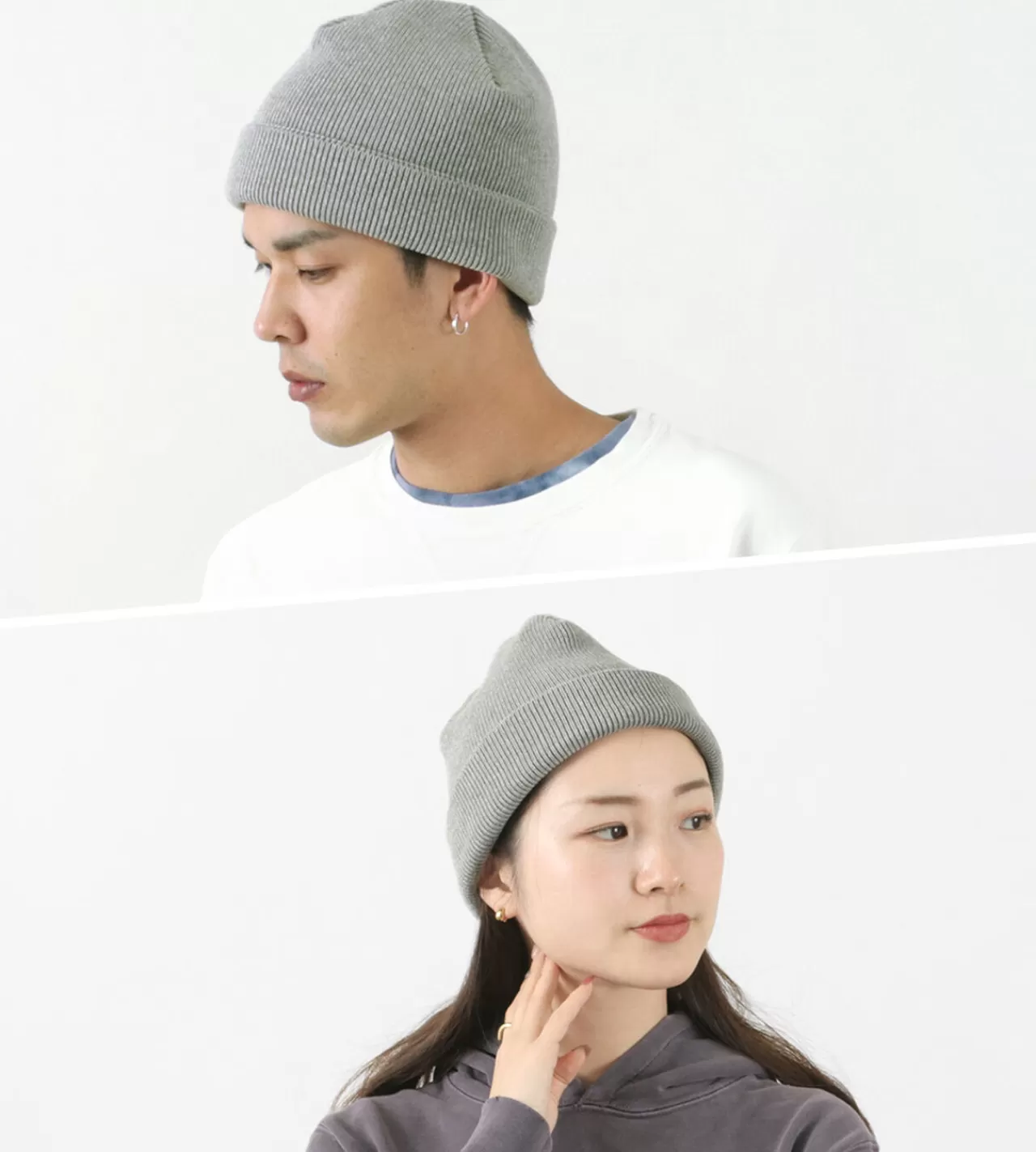 MOC T Hats>Heavy Weight Knit Cap/Men'S/Women'S Knit Cap/Solid Colour/Moukku-Grey/Made In Japan/M09-9491/Heavy Weight Knit Cap Heathergrey