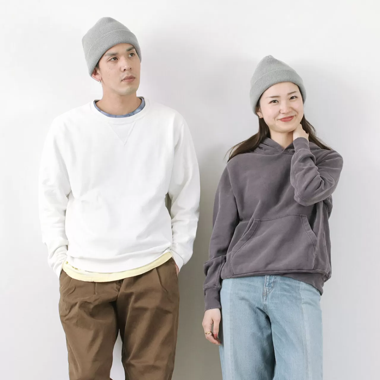 MOC T Hats>Heavy Weight Knit Cap/Men'S/Women'S Knit Cap/Solid Colour/Moukku-Grey/Made In Japan/M09-9491/Heavy Weight Knit Cap Heathergrey