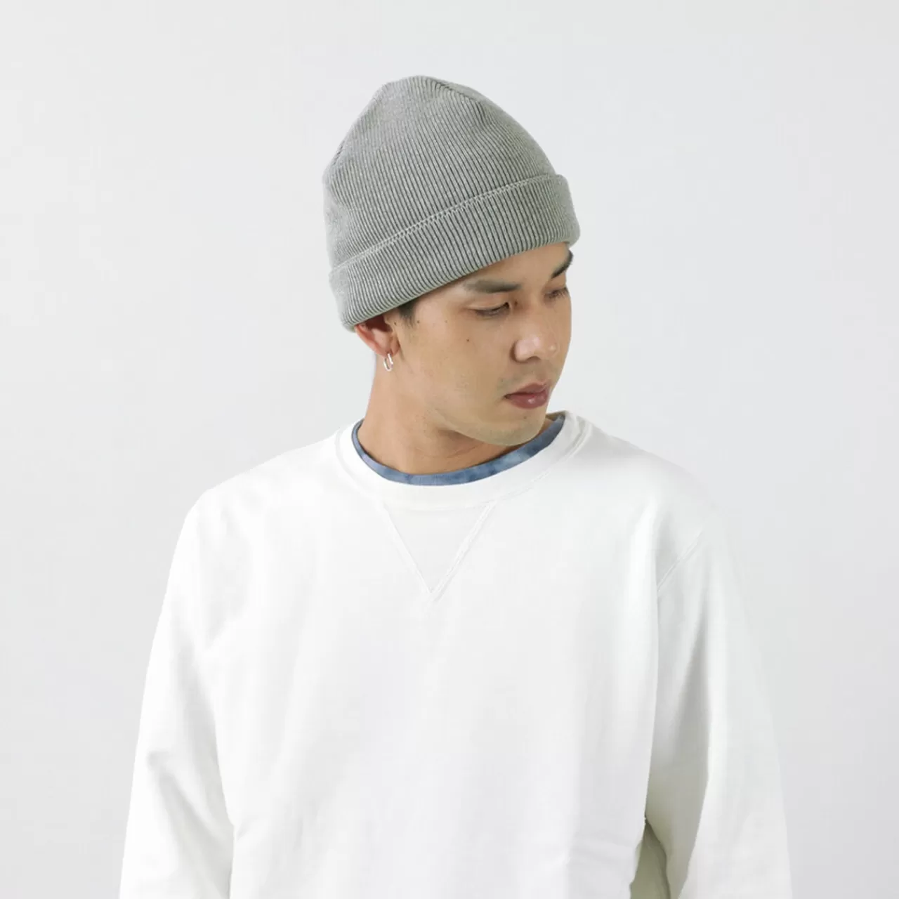 MOC T Hats>Heavy Weight Knit Cap/Men'S/Women'S Knit Cap/Solid Colour/Moukku-Grey/Made In Japan/M09-9491/Heavy Weight Knit Cap Heathergrey