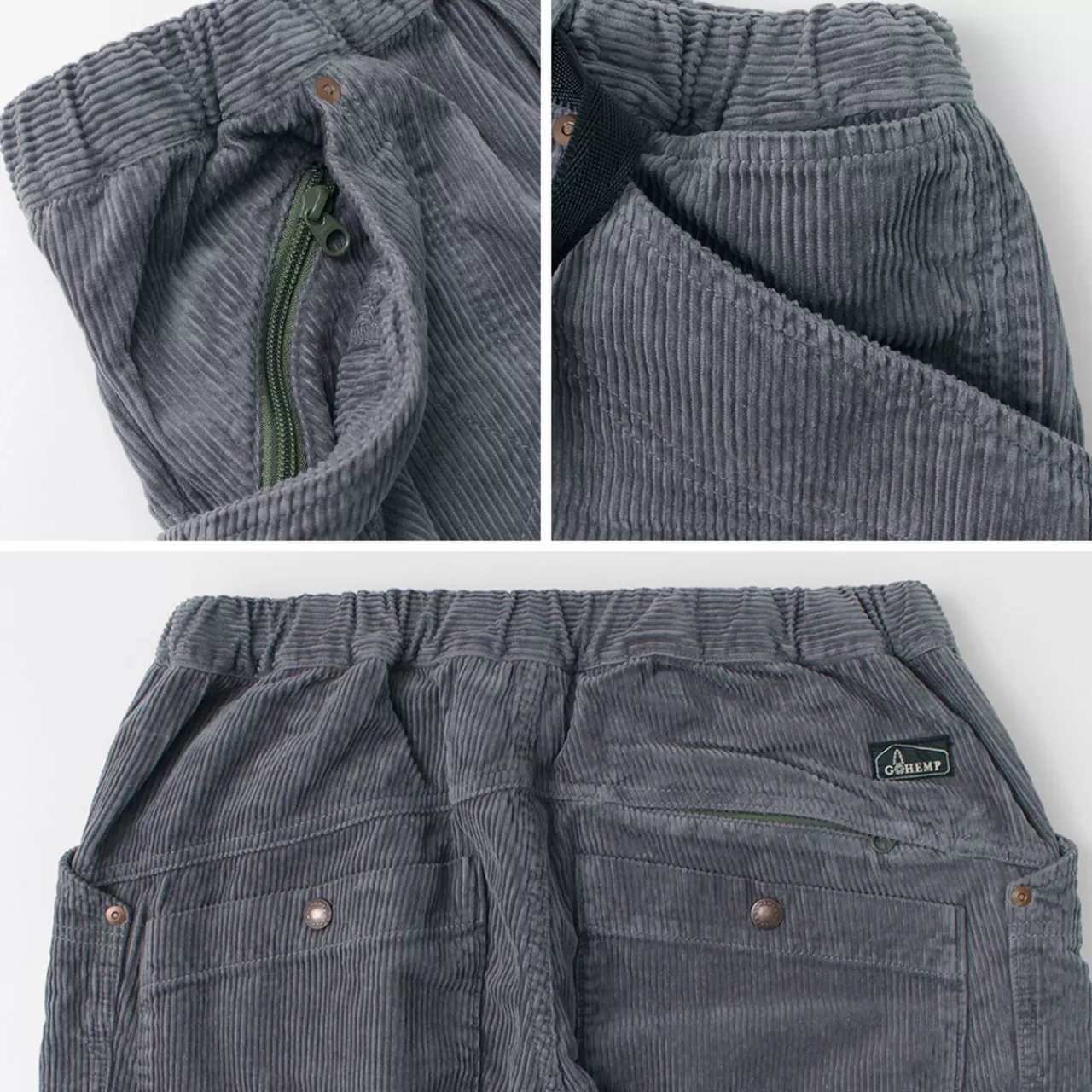 GOHEMP Trousers>Hemp Corduroy Traveler Easy Pants Wide Tapered