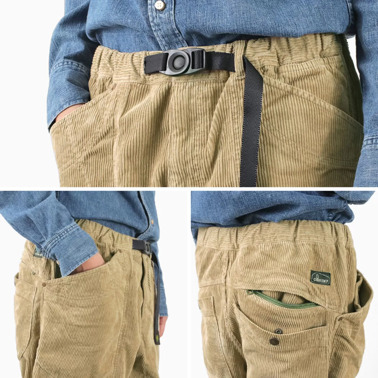 GOHEMP Trousers>Hemp Corduroy Traveler Easy Pants Wide Tapered