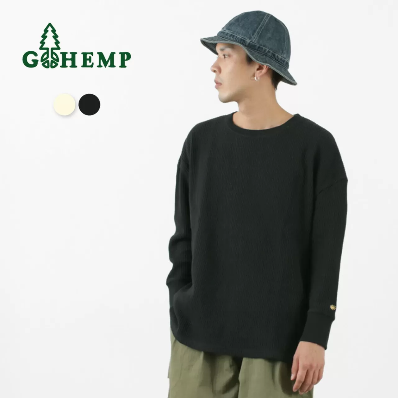 GOHEMP Long Sleeves>Hemp Waffle Wide Crew