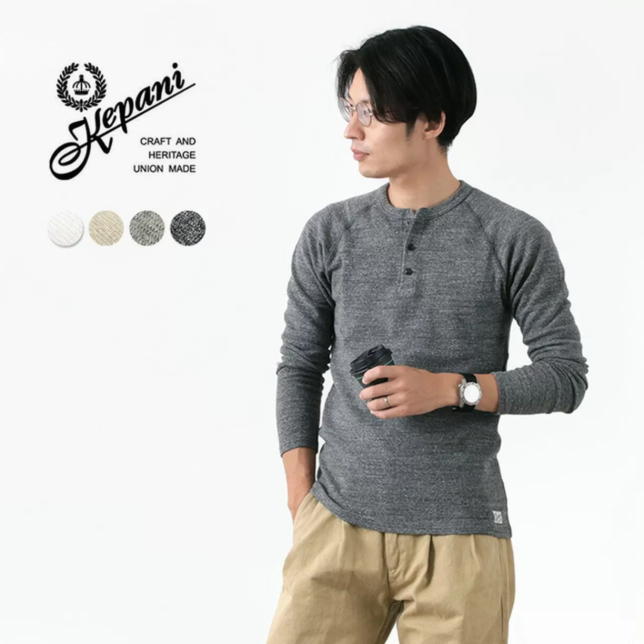 KEPANI Long Sleeves>Henley Neck Long Sleeve Tee