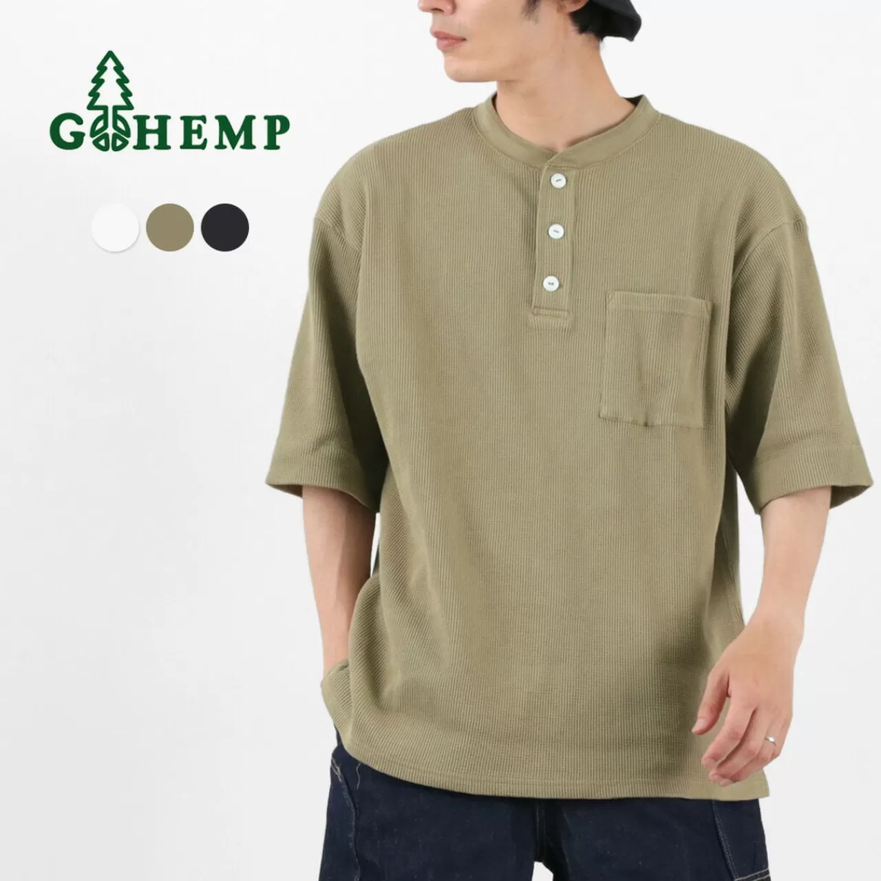 GOHEMP Short Sleeves>Henley Pk Short Sleeve Shirt