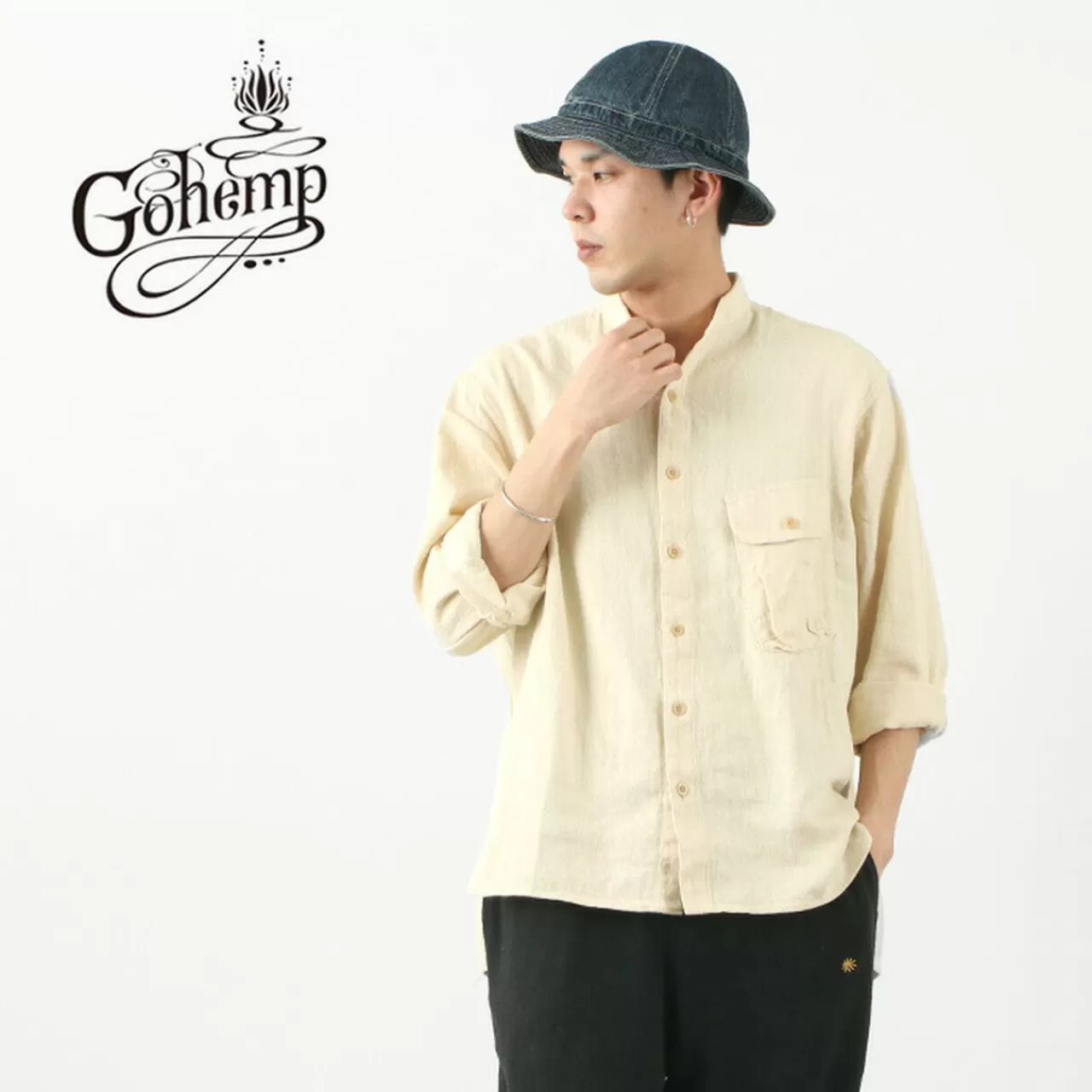 GOHEMP Long Sleeves>Hermit Shirt Beige