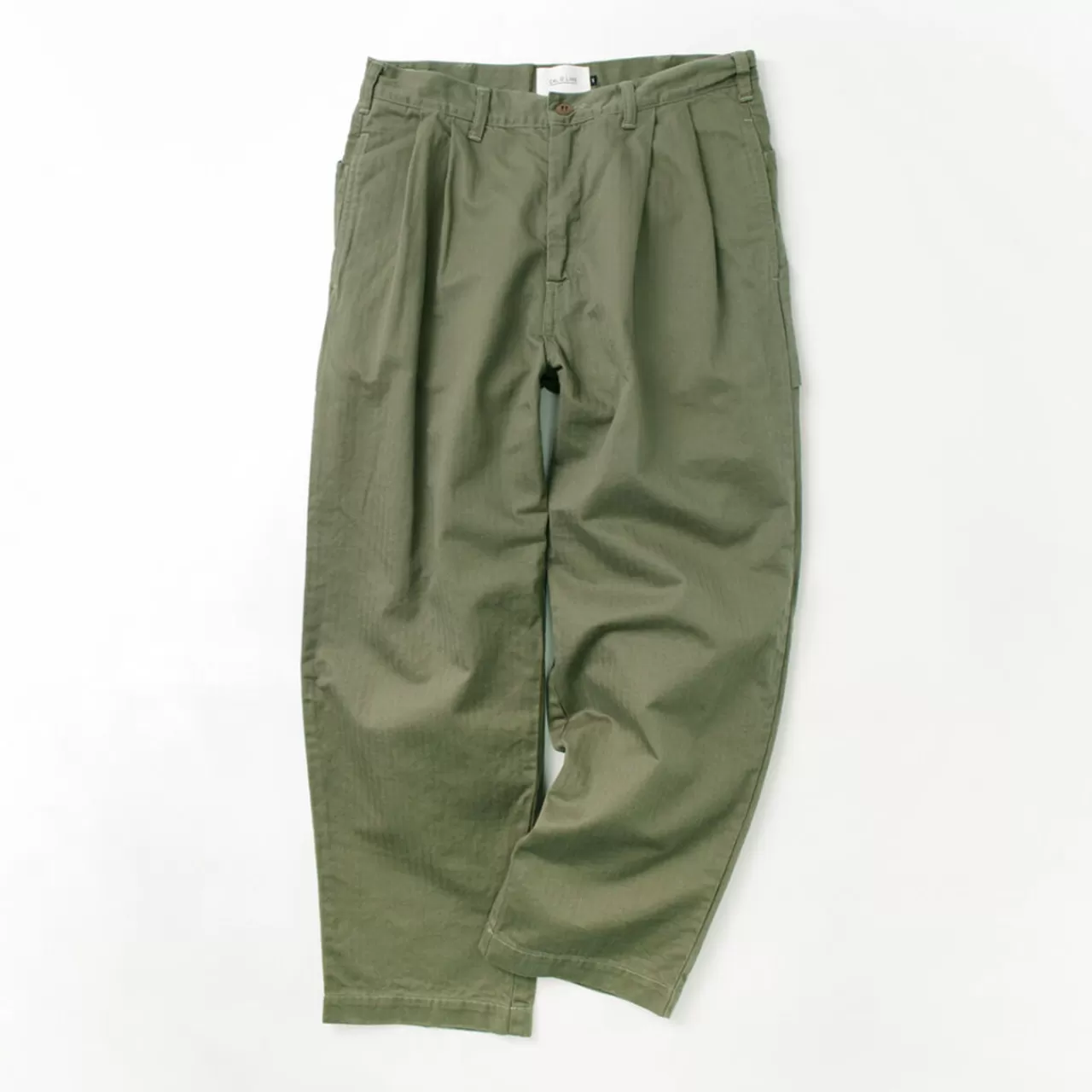 CAL O LINE Trousers>Herringbone 2-Tuck Trousers Lightolivedrab