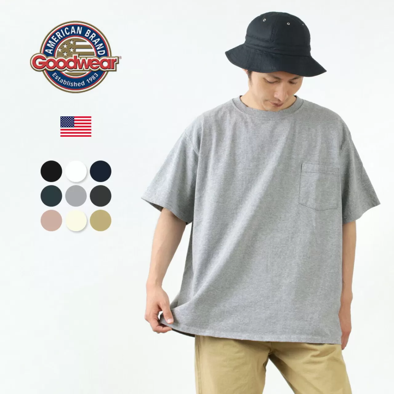 GOODWEAR Short Sleeves>Horseshoe Sleeve Pocket Big T-Shirt