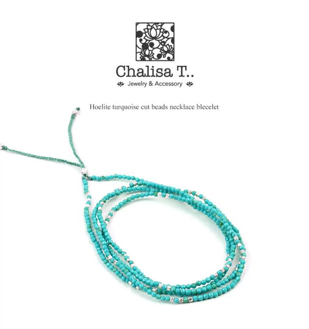 CHALISA T.. Necklaces>Howlite 2Mm Cut Beads 2 Way Accessory Turquoise