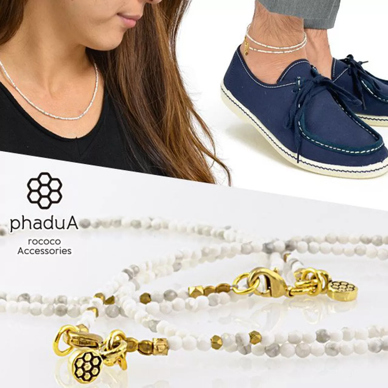 PHADUA Anklets>Howlite Beads (2Mm) Necklace/Anklet White