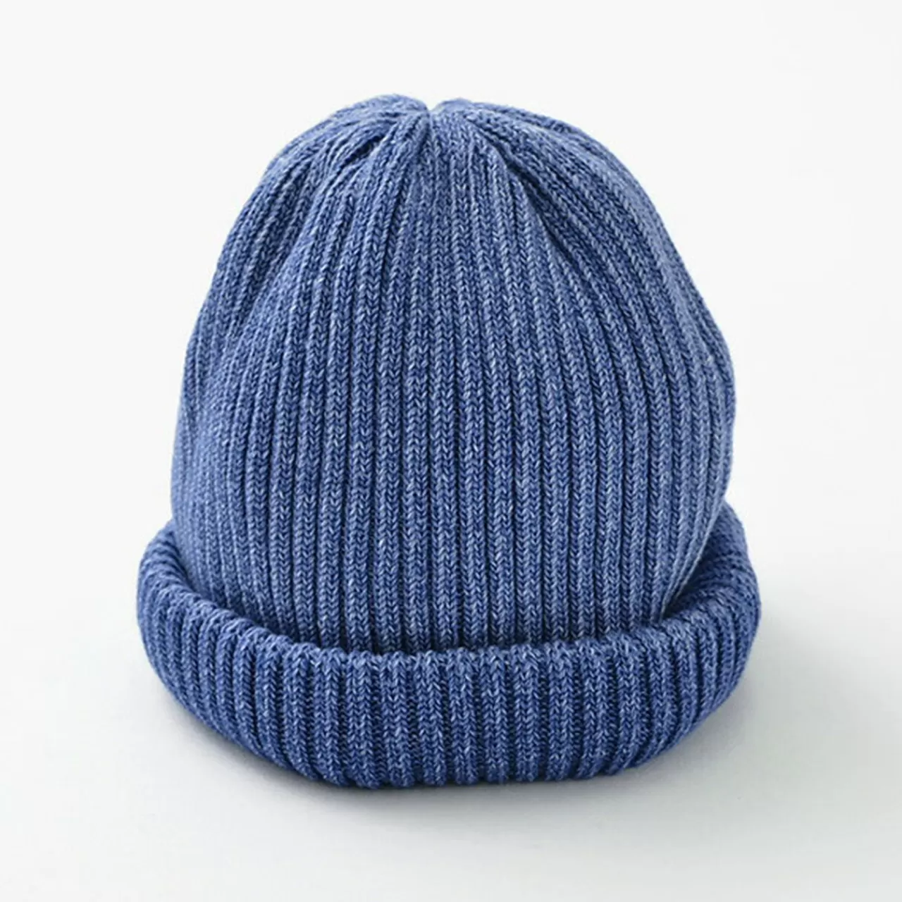 ROTOTO Hats>Indigo Cotton Roll Up Beanie