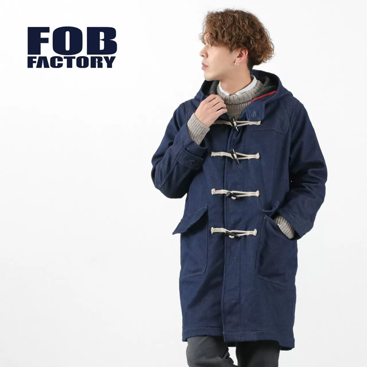 FOB FACTORY Coats>Indigo Duffle Coat Onewashed