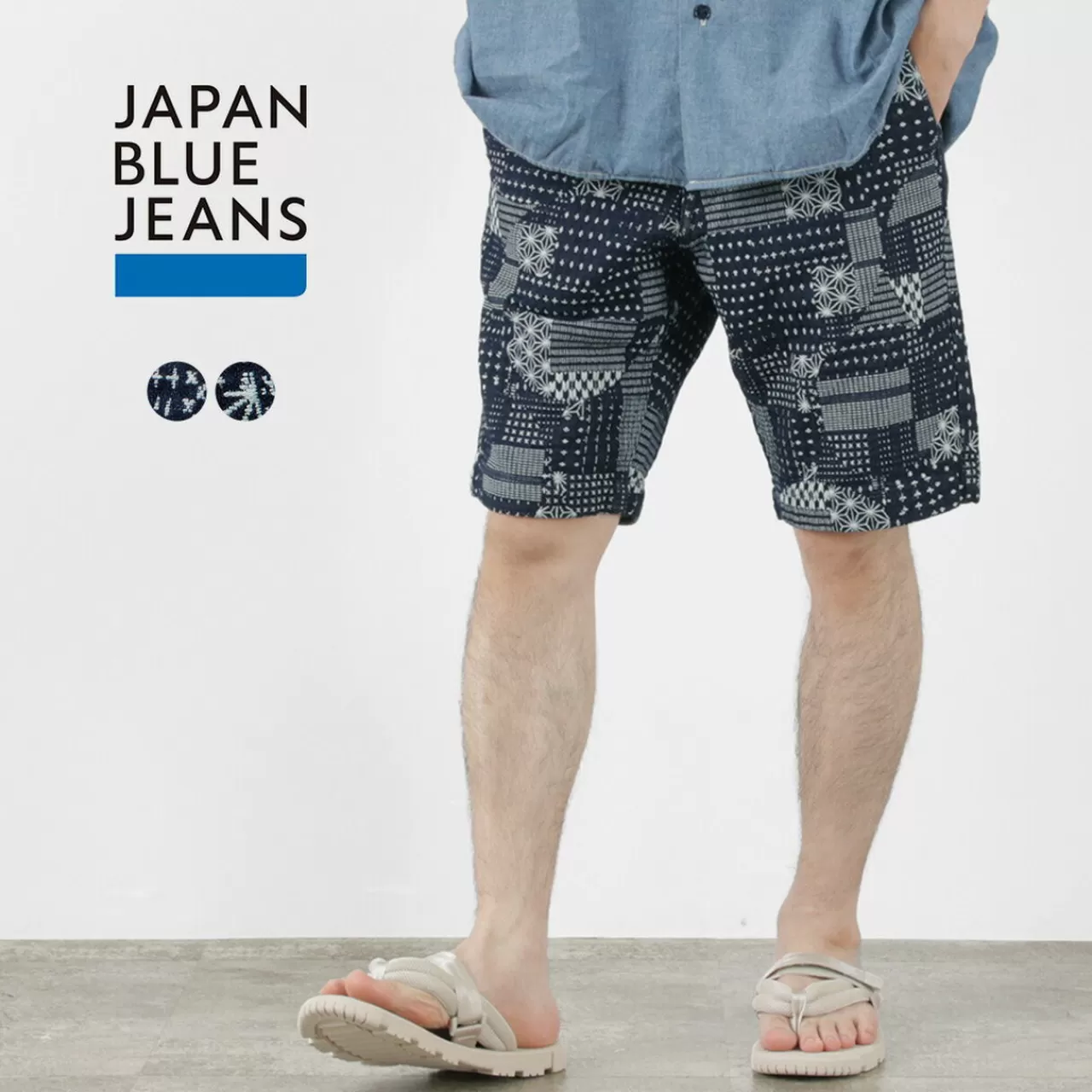 JAPAN BLUE JEANS Shorts>Indigo Quilted Coat Style Sweatshirt Shorts