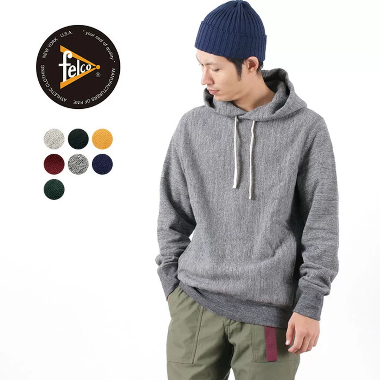 FELCO Long Sleeves>Inverse Weave Pullover Hoodie Sweatshirt