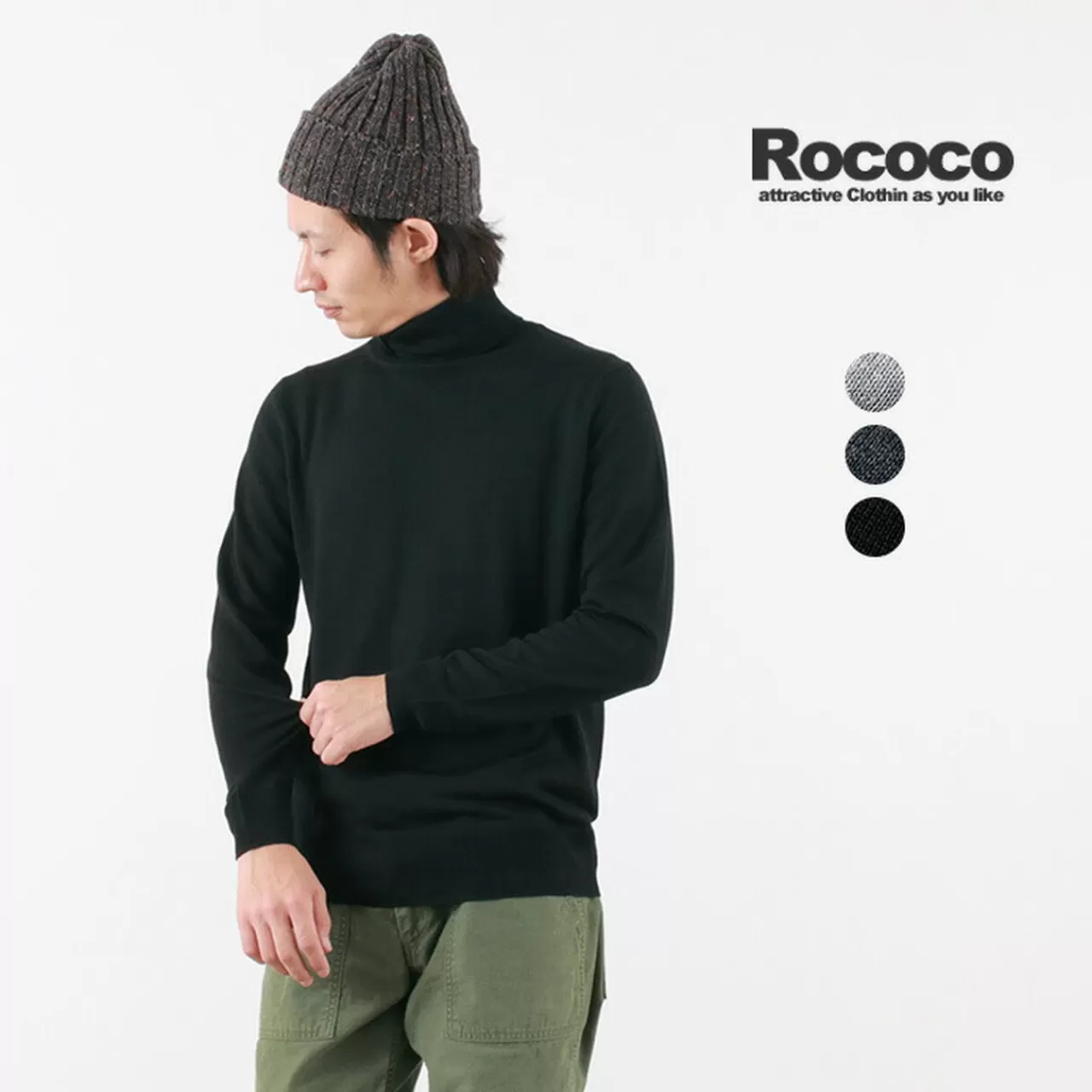 ROCOCO Long Sleeves>Italian Cash Wool 14Gg High Gauge Knit Turtle