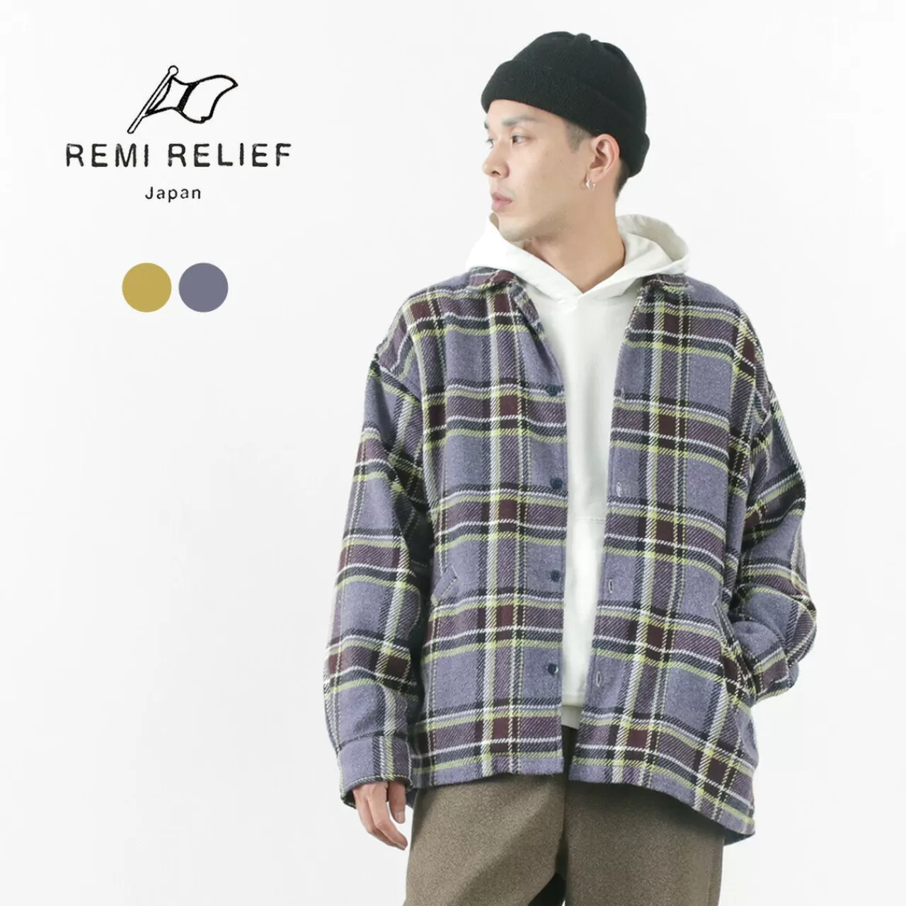 REMI RELIEF Long Sleeves>Jazz Check Wide Shirt Cpo Shirt Jacket