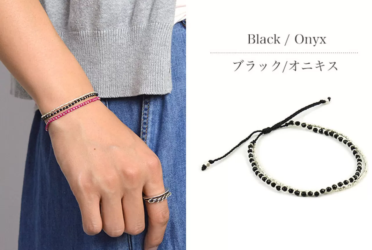 CHALISA T.. Bracelets>Karen Silver Beads Natural Stone Double Cord Bracelet