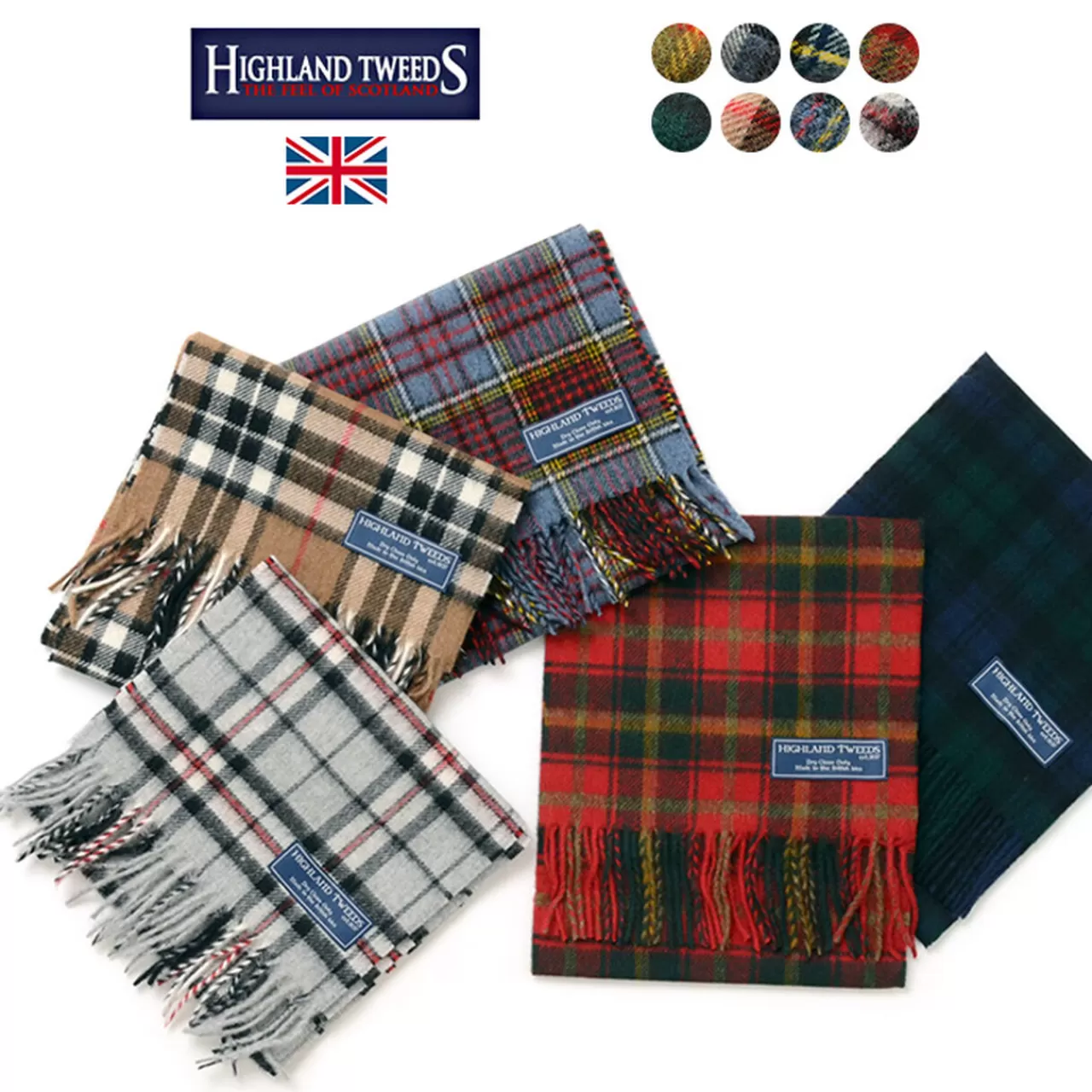 HIGHLAND TWEEDS Muffler>Lamb Wool Check Scarf