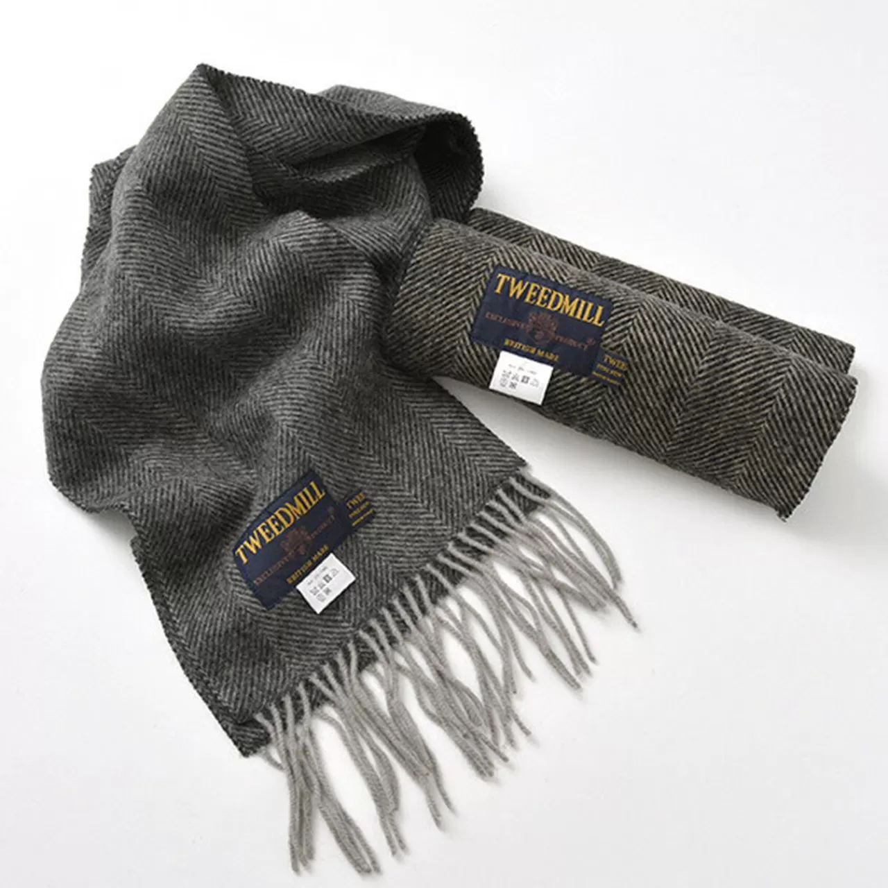 TWEED MILL Muffler>Lamb Wool Scarf Herringbone