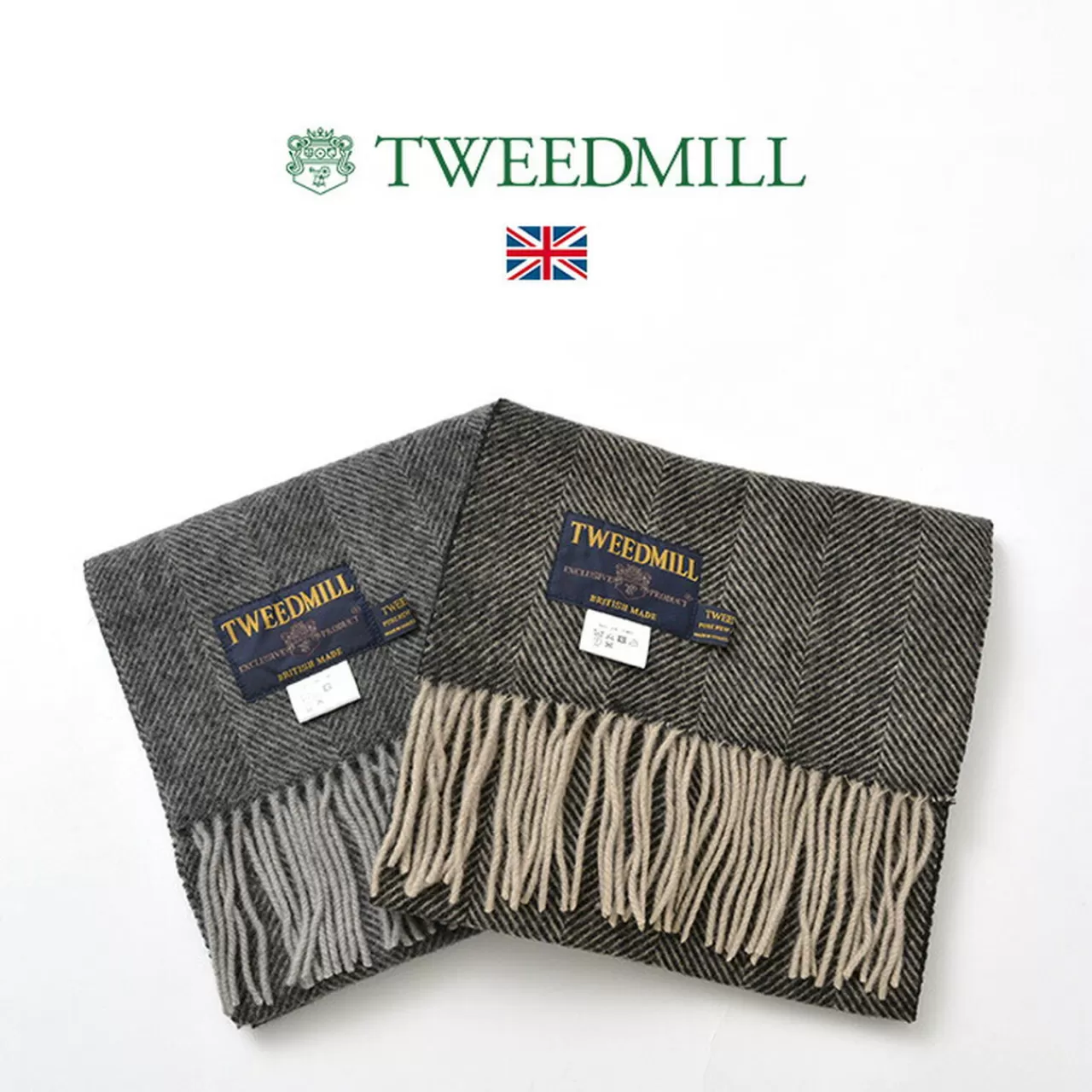 TWEED MILL Muffler>Lamb Wool Scarf Herringbone