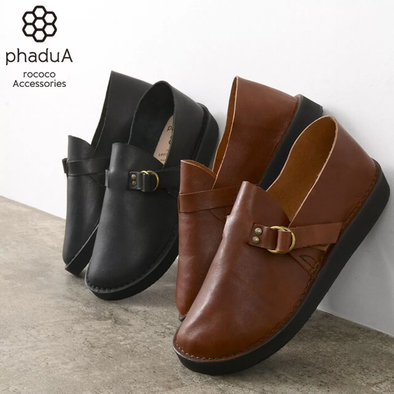 PHADUA Boots>Leather Slip-On With Double Ring Buckle