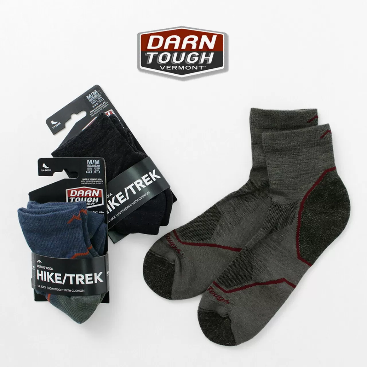 DARN TOUGH Socks>Light Hiker 1/4 Lightweight With Cushion