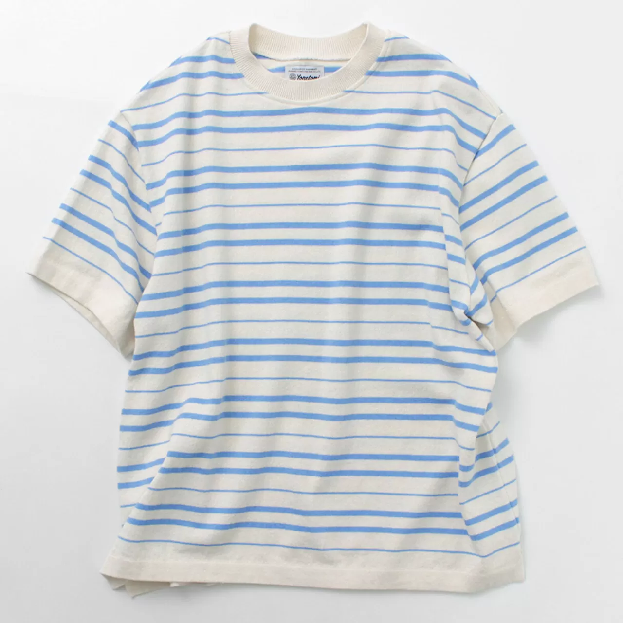 YONETOMI NEW BASIC Short Sleeves>Light Wave Cotton Knitted Pullover T-Shirt