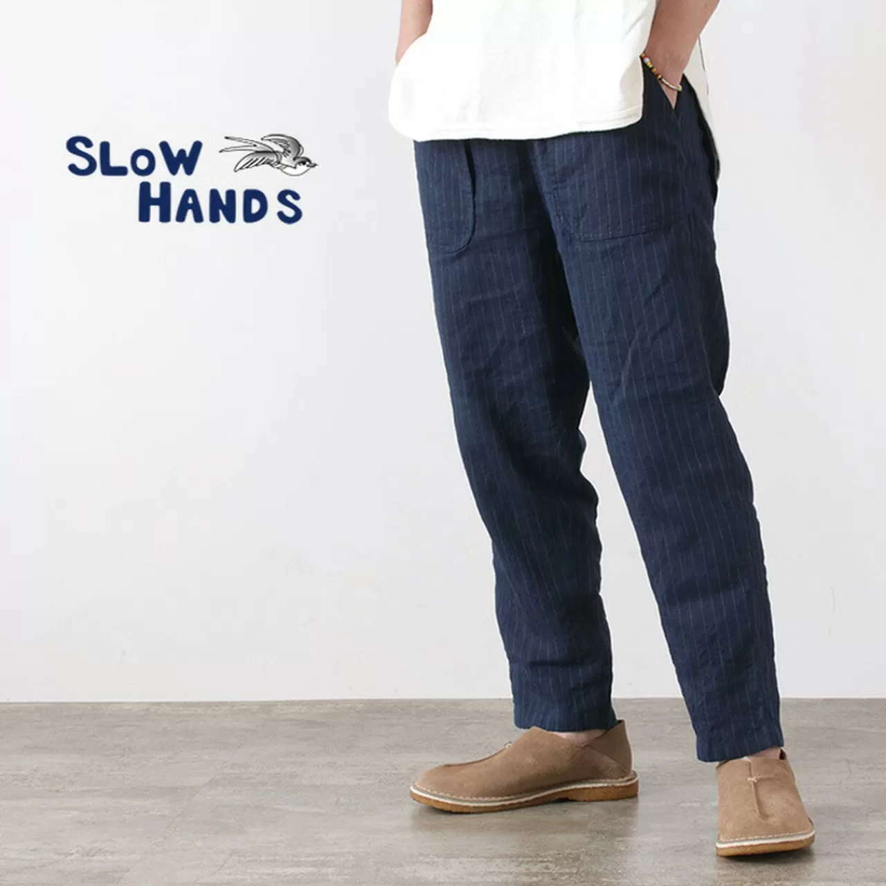 SLOW HANDS Trousers>Linstitch Stripe Day Tripper Trousers Navy