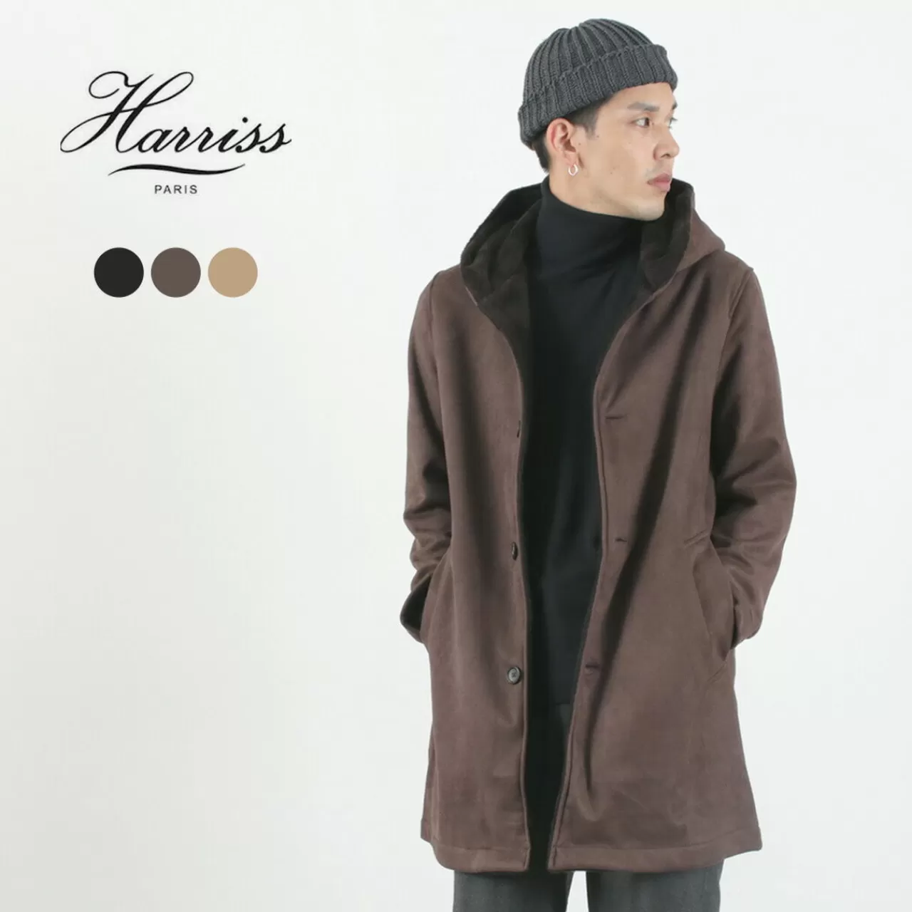 HARRISS Coats>Long Hoodie