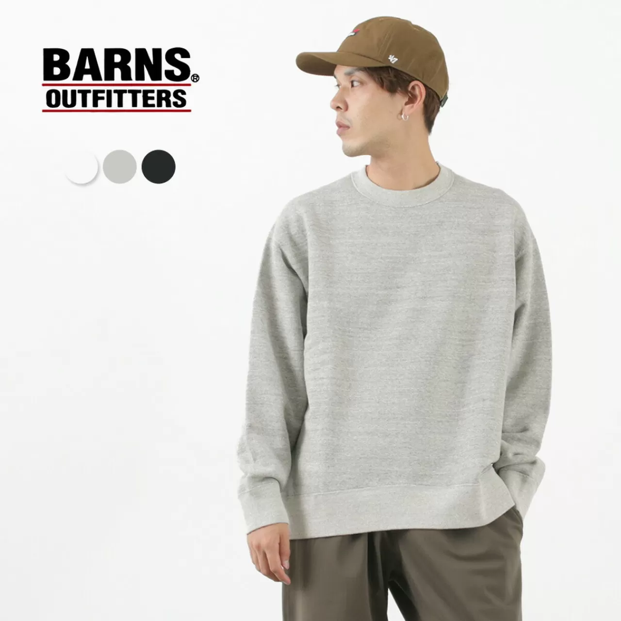 BARNS Long Sleeves>Loopwheel Wide Crew Sweatshirt