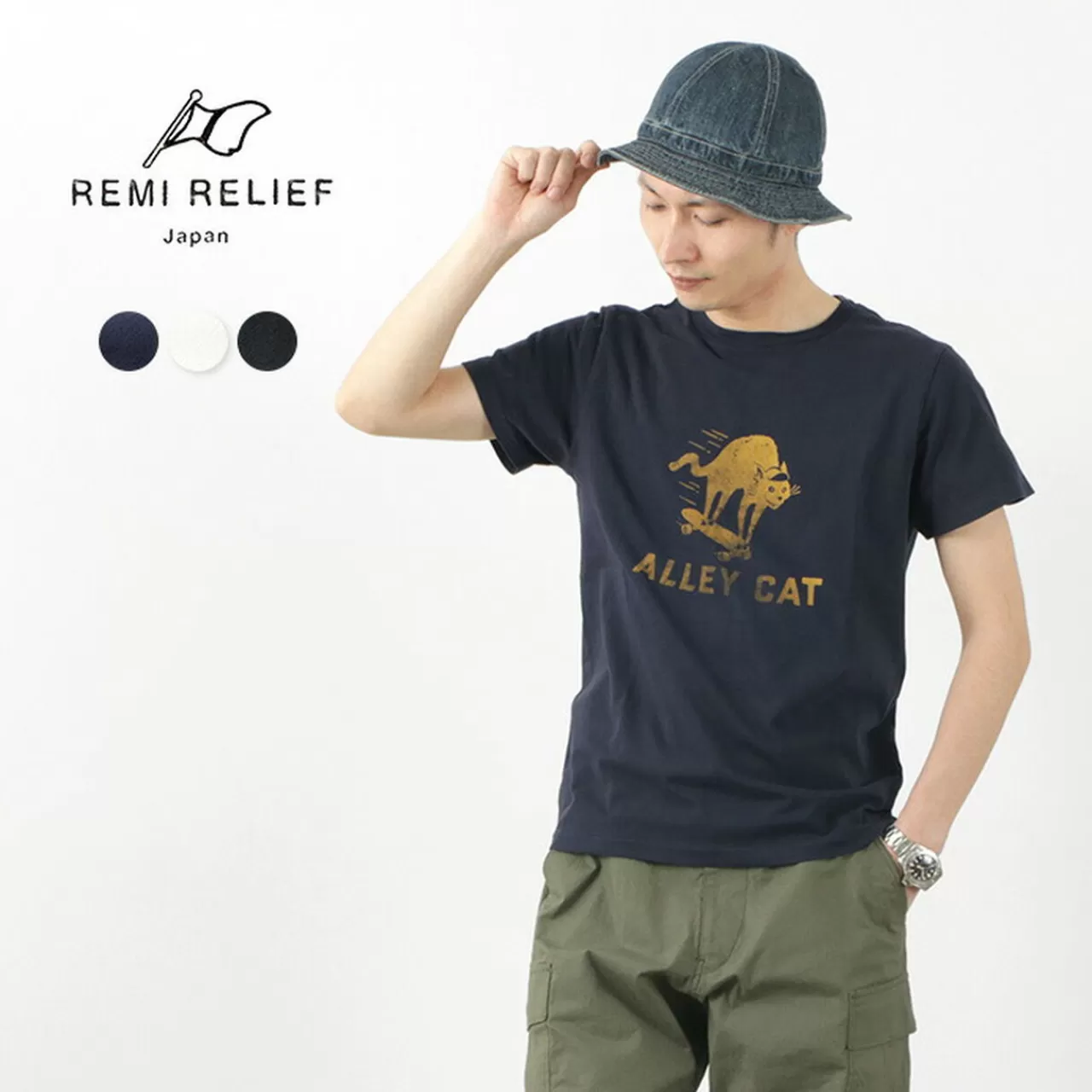 REMI RELIEF Short Sleeves>Lw Processed T-Shirt (Alley Cat)