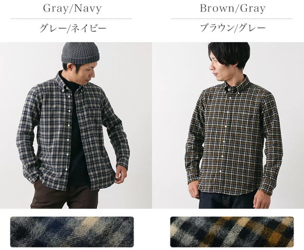 ROCOCO Long Sleeves>Melange Shaggy British Check Button Down Shirt