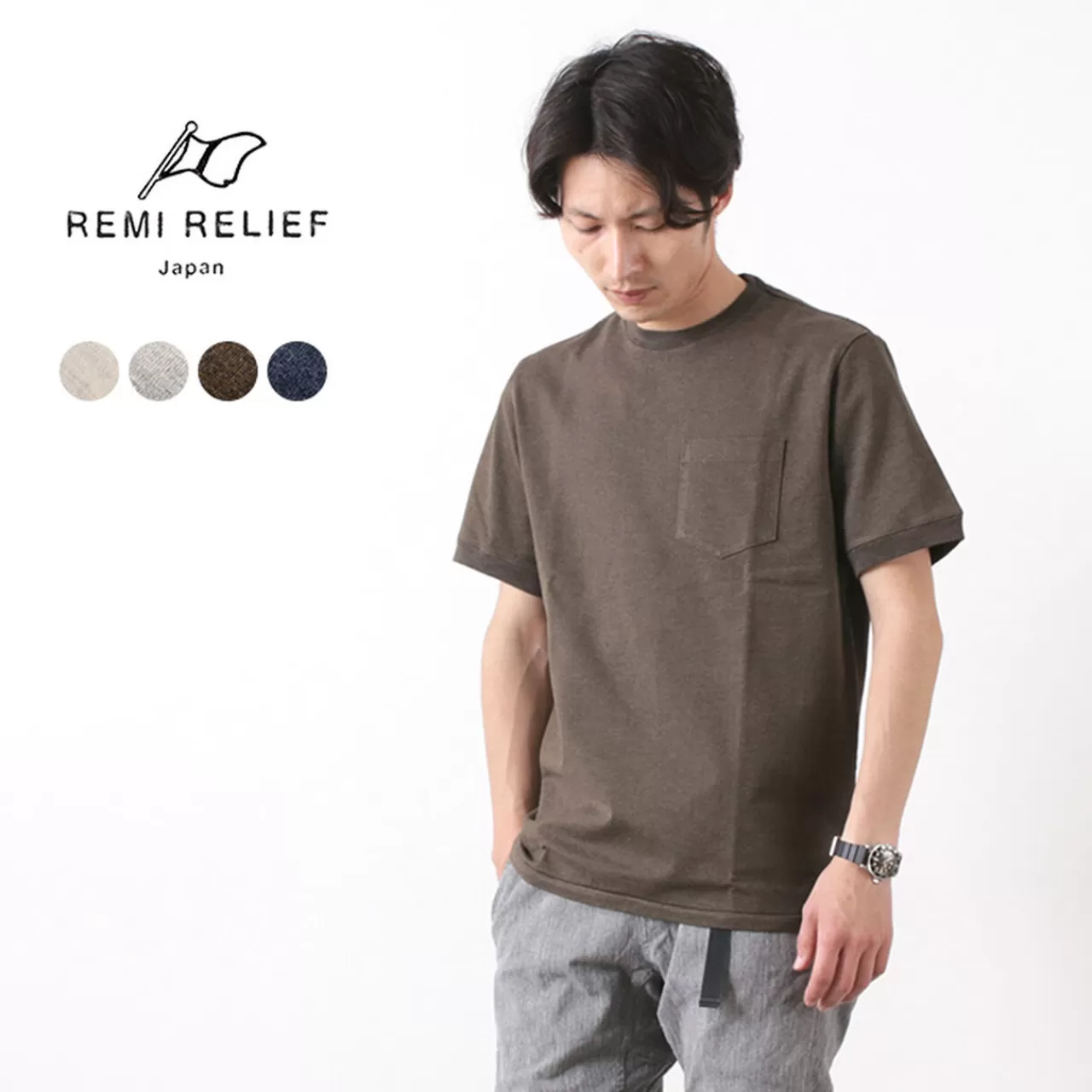 REMI RELIEF Short Sleeves>Melange Super-Dyed Jersey Crew Neck T-Shirt