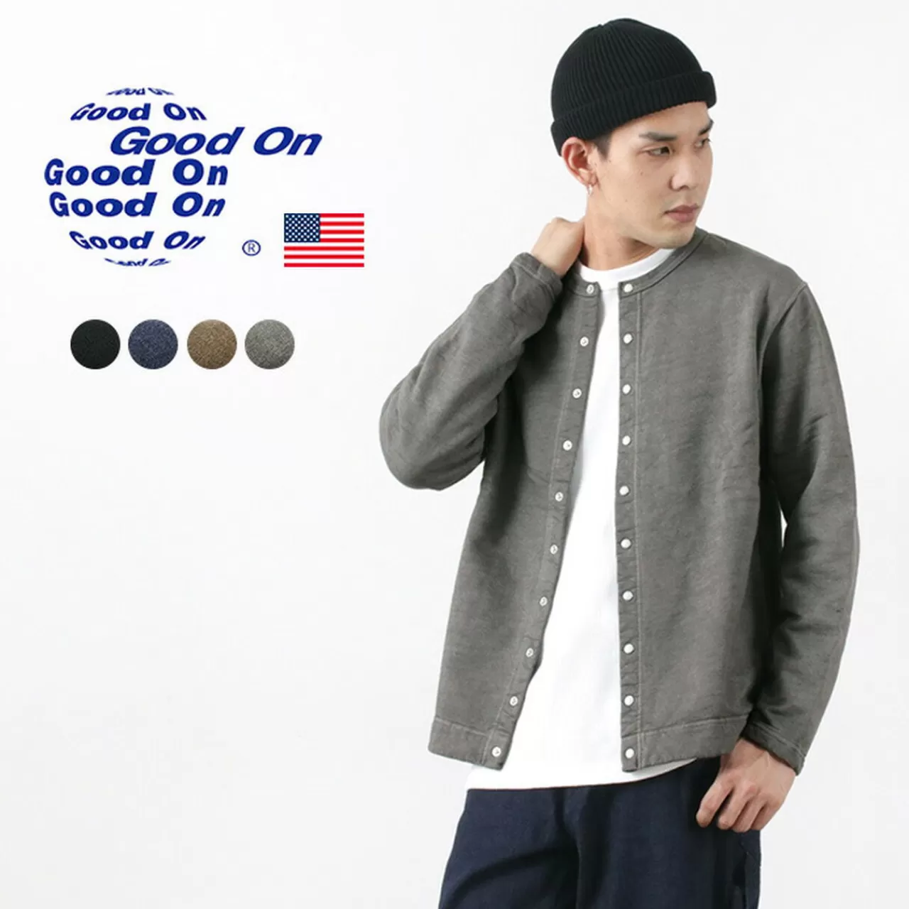 GOOD ON Long Sleeves>Men'S Crew Sweatshirt Cardigan