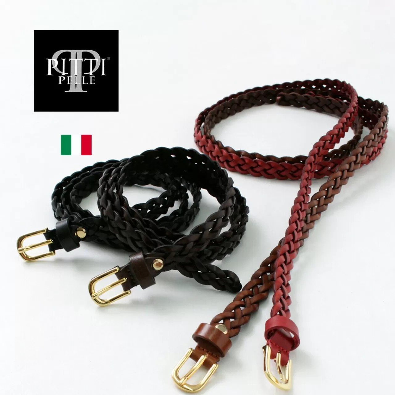 PITTI PELLE Belt>Mesh Leather Belt 15Mm Width