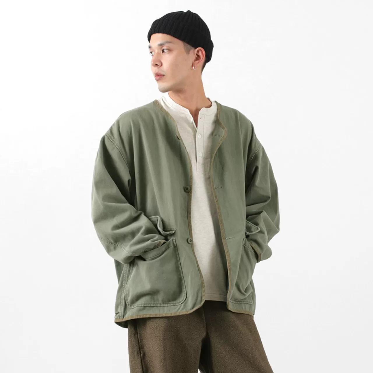REMI RELIEF Jackets>Military Satin Jkt Men'S Light Outerwear Wide Jacket Used Vintage Vintage Autumn Winter 100% Cotton