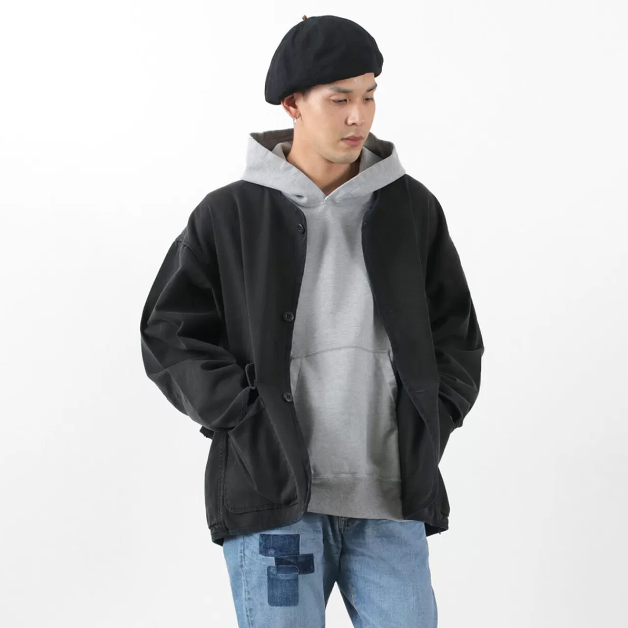 REMI RELIEF Jackets>Military Satin Jkt Men'S Light Outerwear Wide Jacket Used Vintage Vintage Autumn Winter 100% Cotton