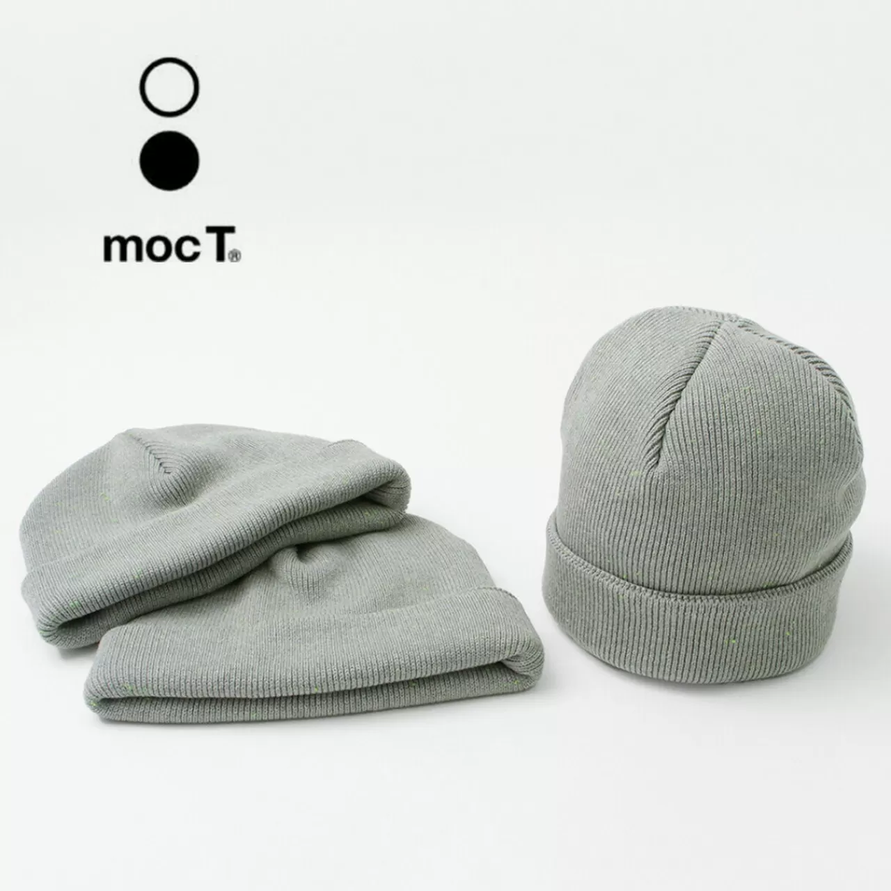 MOC T Hats>Neon Script Heavy Weight Knit Cap Heathergrey_Neongreen