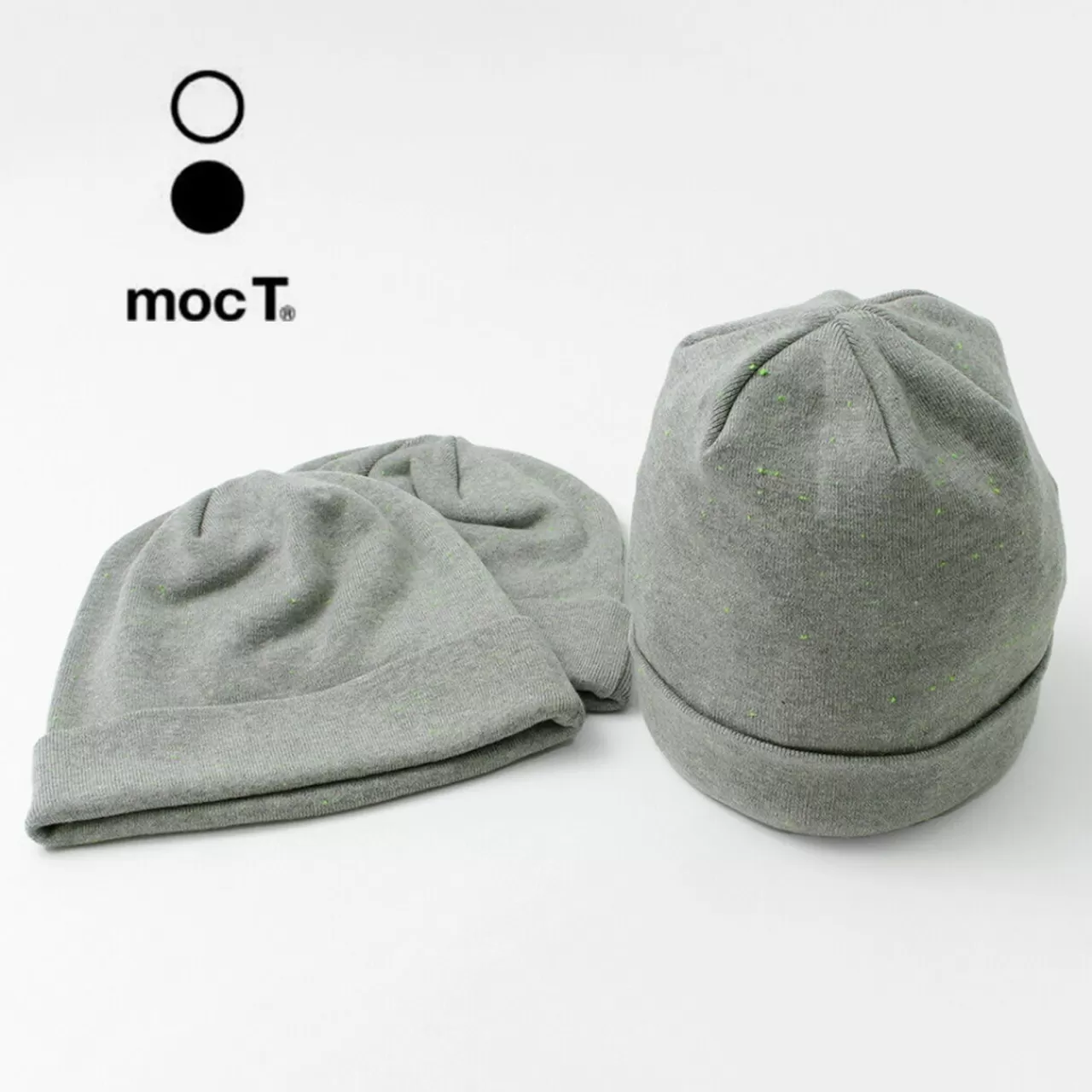 MOC T Hats>Neon Script Regular Weight Knit Cap Heathergrey_Neongreen