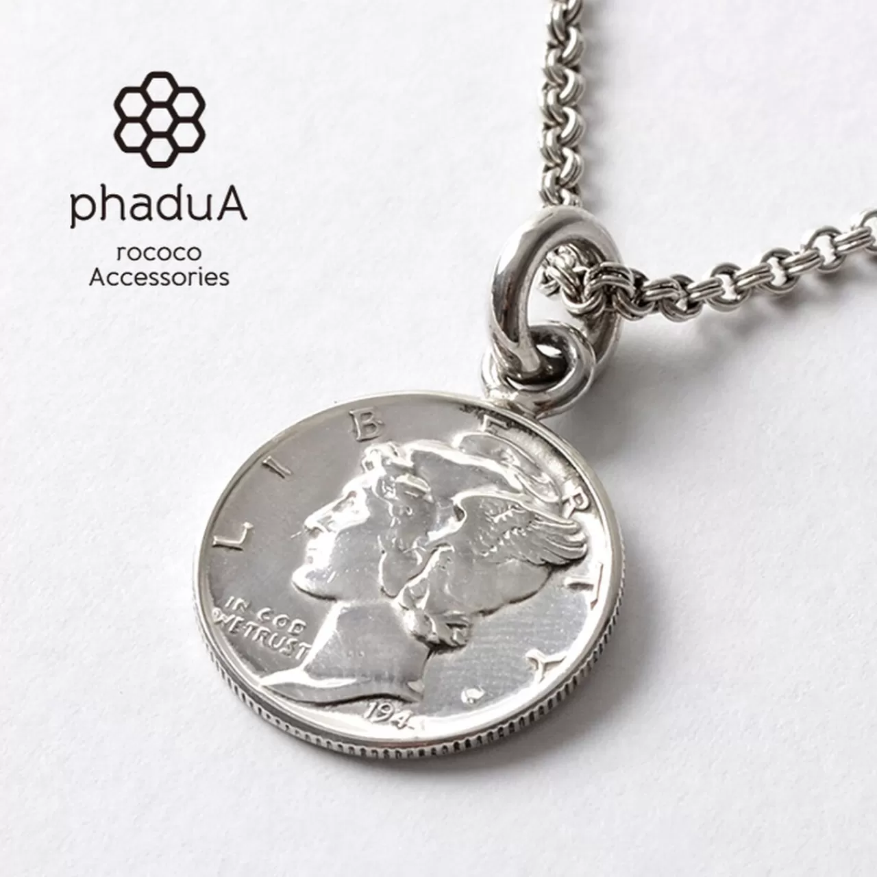 PHADUA Necklaces>Old Coin Pendant Top Us 1 Dime Silver