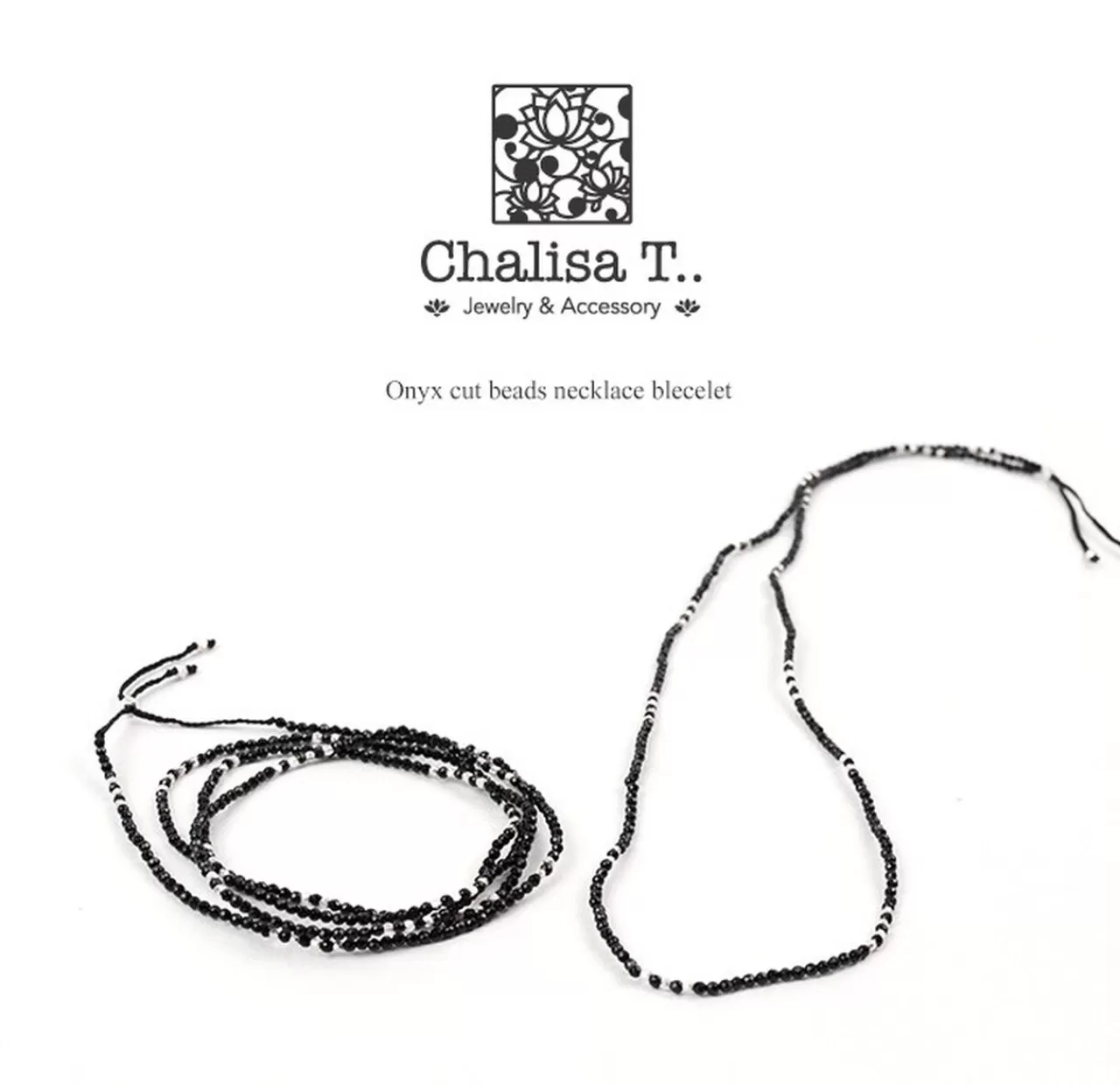 CHALISA T.. Necklaces>Onyx 2Mm Cut Beads 2 Way Accessory Necklace/Bracelet Blackonyx