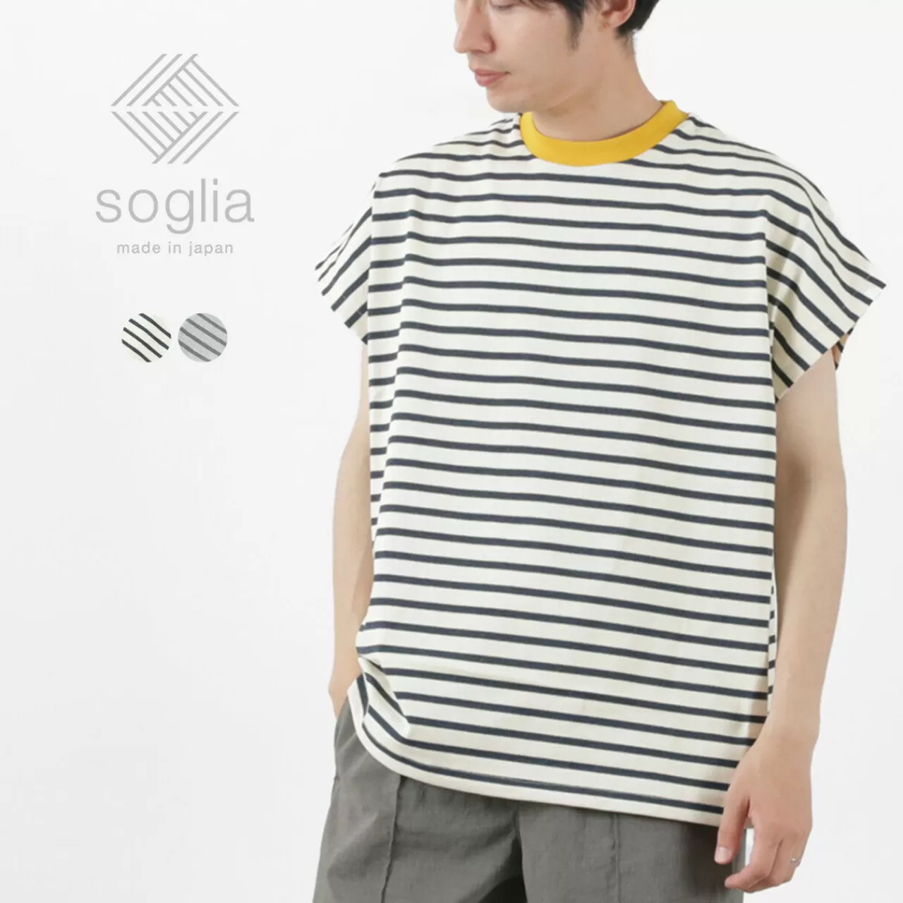 SOGLIA Short Sleeves>Open End French Sleeve T-Shirt Striped