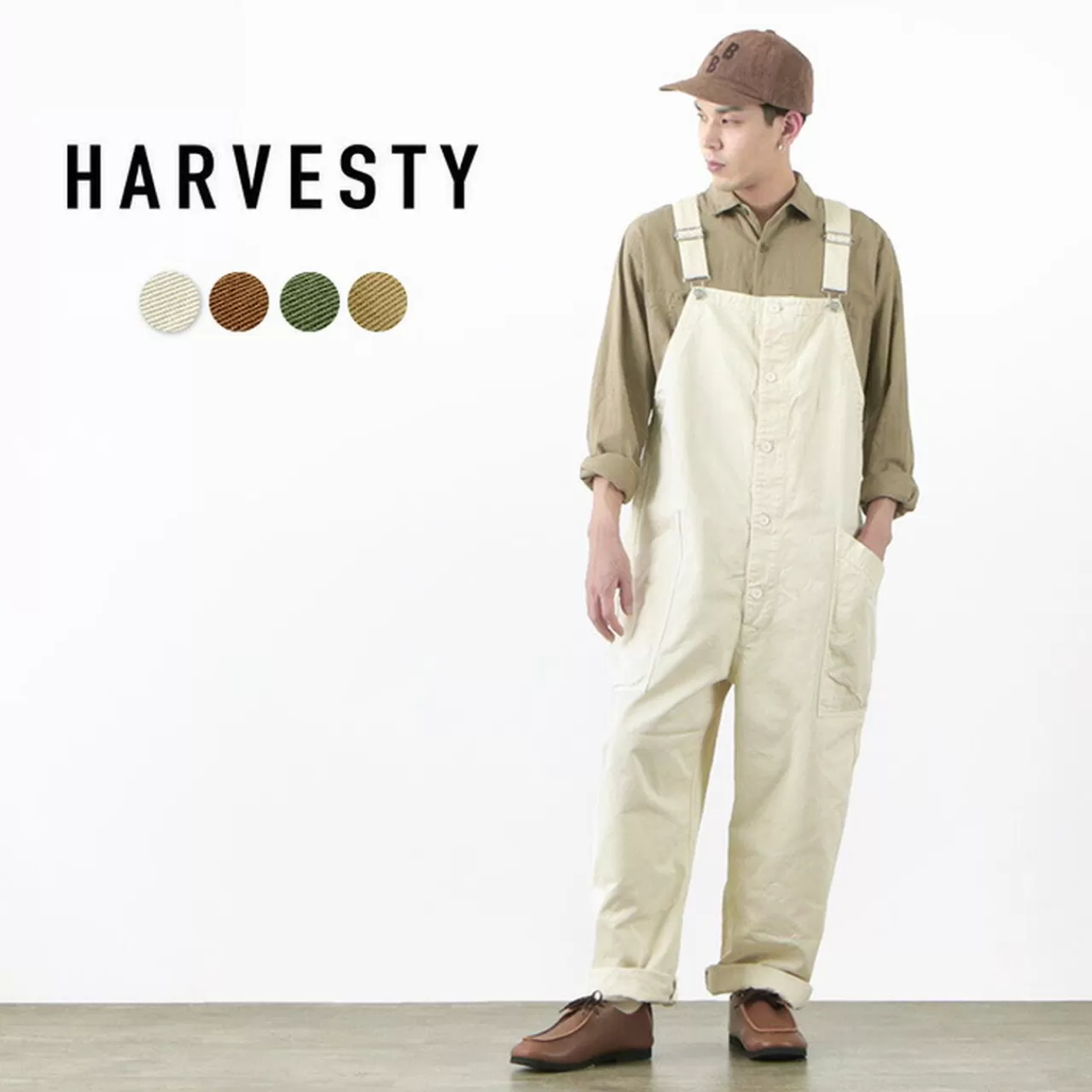 HARVESTY Trousers>Overalls/Chino Cross Dye