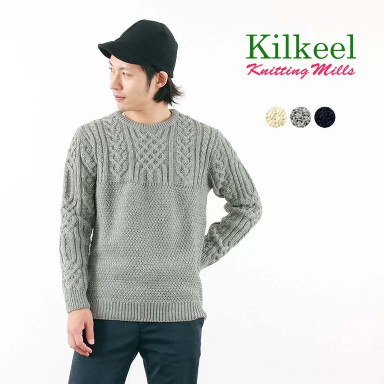 KILKEEL Long Sleeves>Pattern Combination Crew Neck Sweater