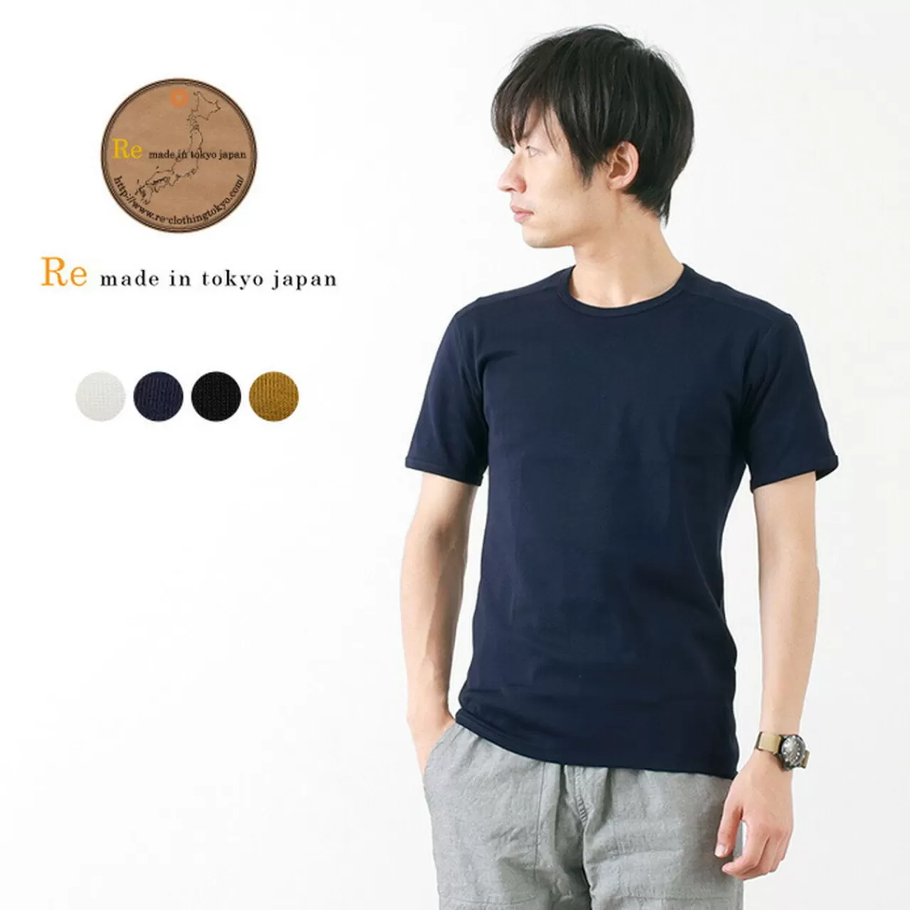 RE MADE IN TOKYO JAPAN Short Sleeves>Perfect Inner Giza Cotton Crew T-Shirt